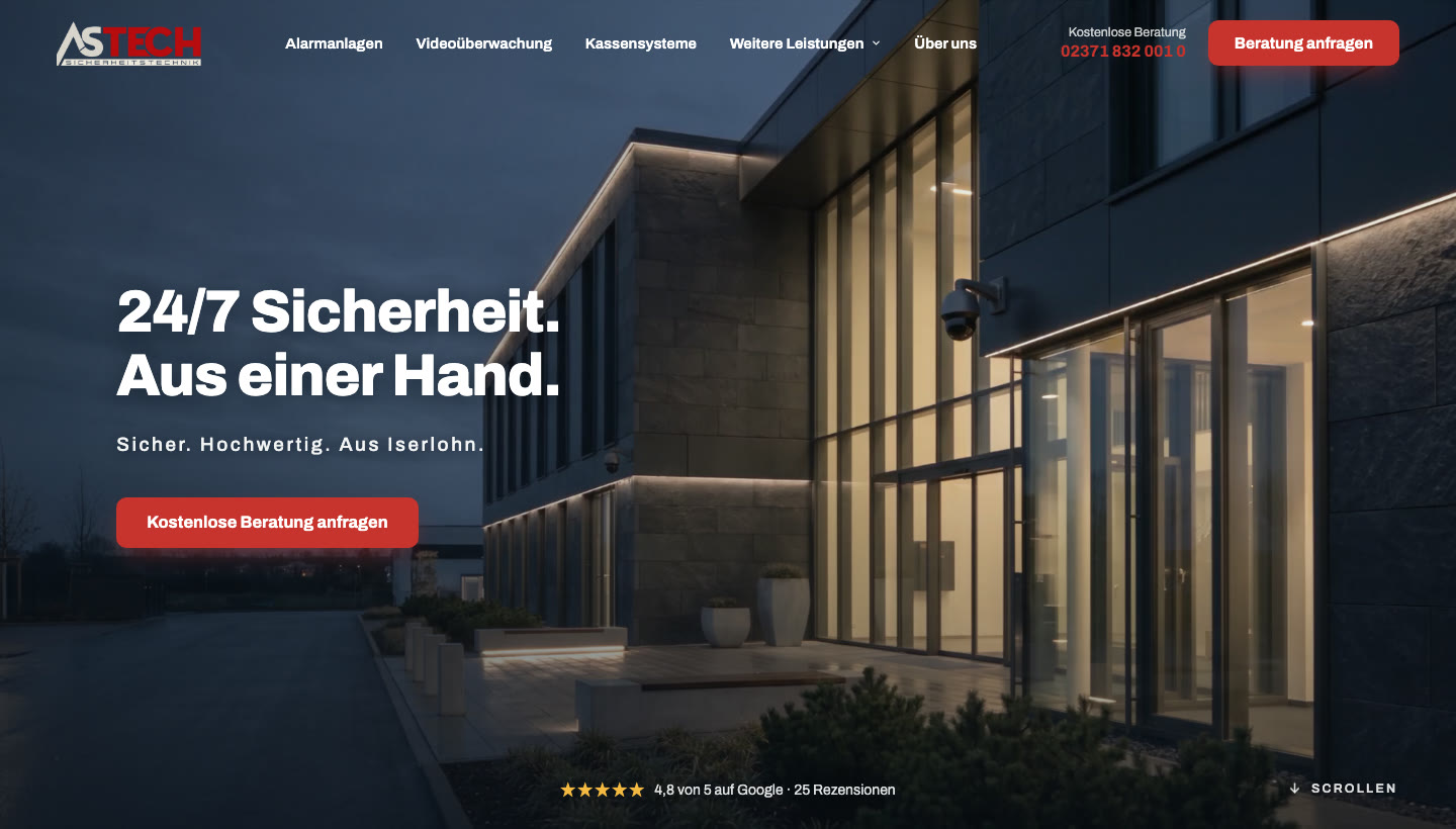 ASTECH — Website am Desktop