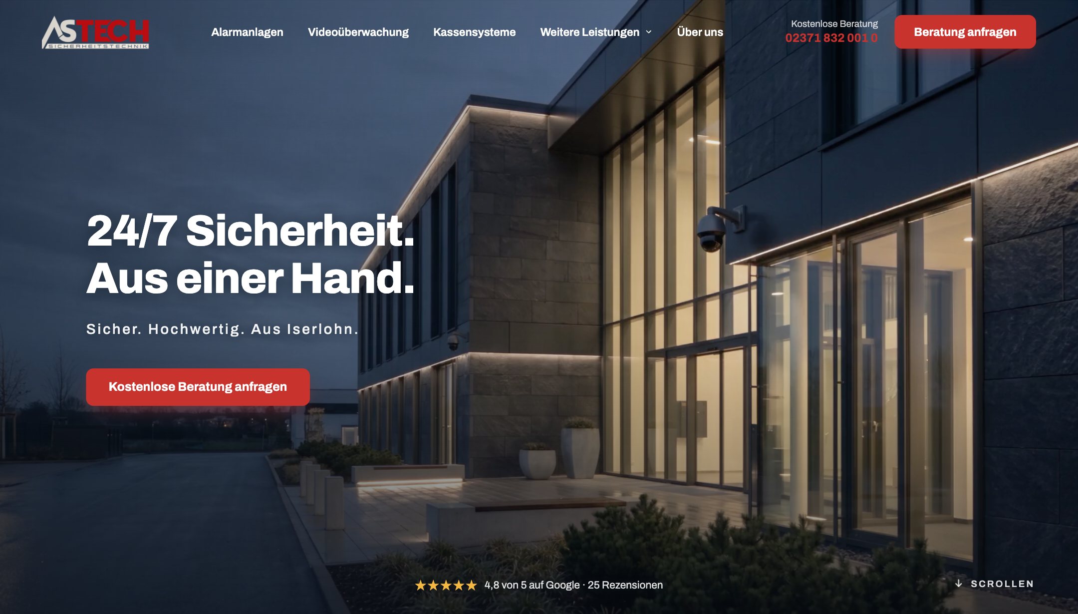 Website von ASTECH Sicherheitstechnik, Iserlohn