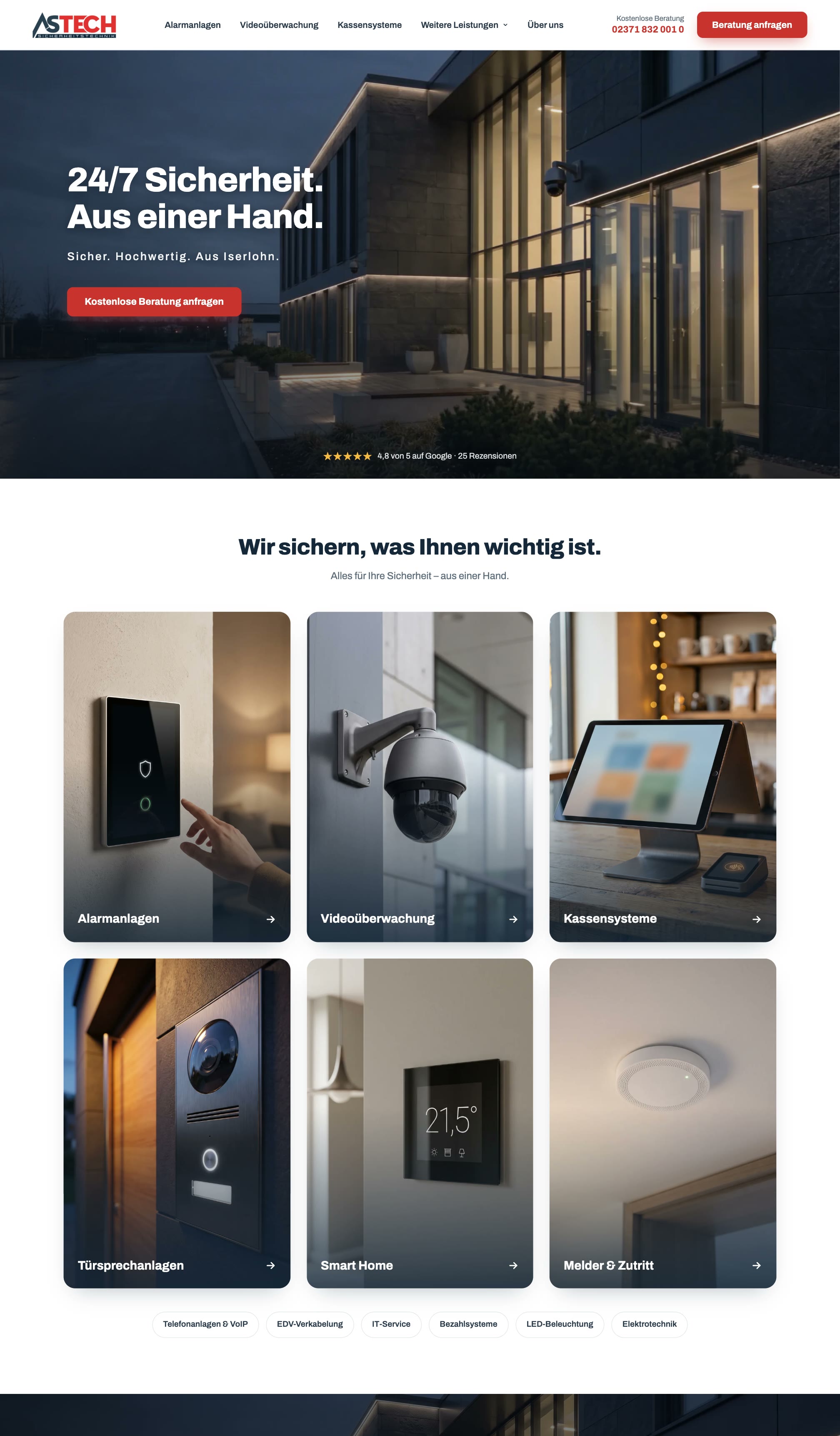 Website ASTECH Sicherheitstechnik auf dem Desktop