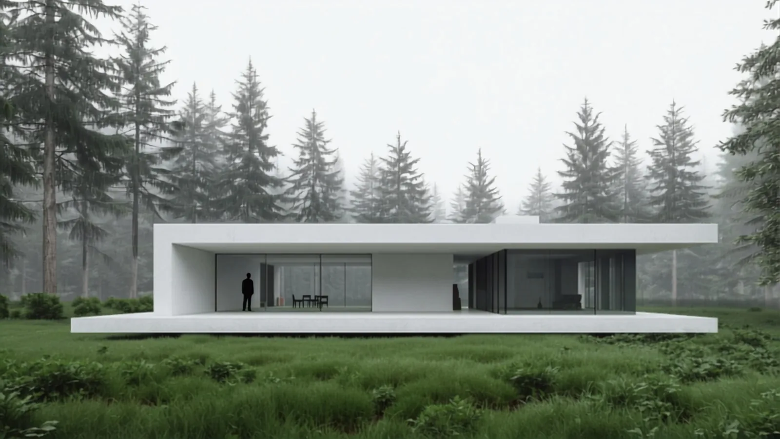 Haus Waldrand: minimalistisches Wohnhaus mit großen Glasflächen