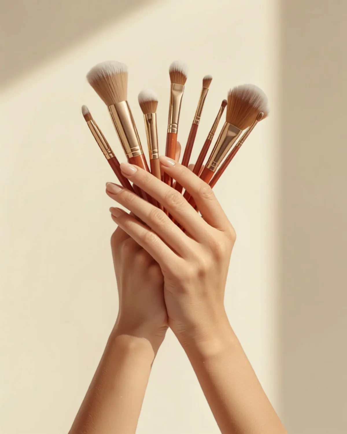 Illustratives Motiv: Make-up-Pinsel in der Hand