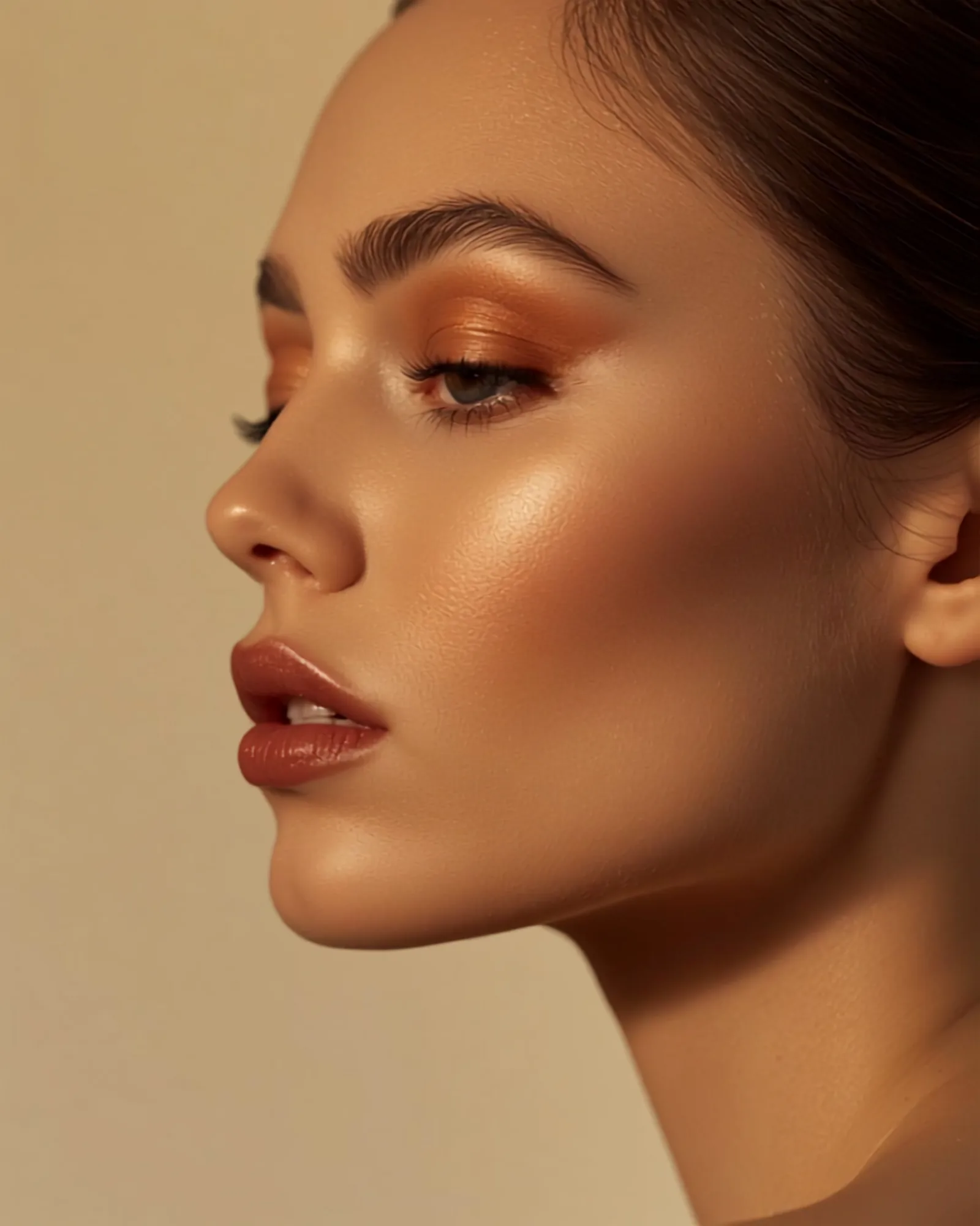 Illustrativer Beauty-Look im goldenen Licht