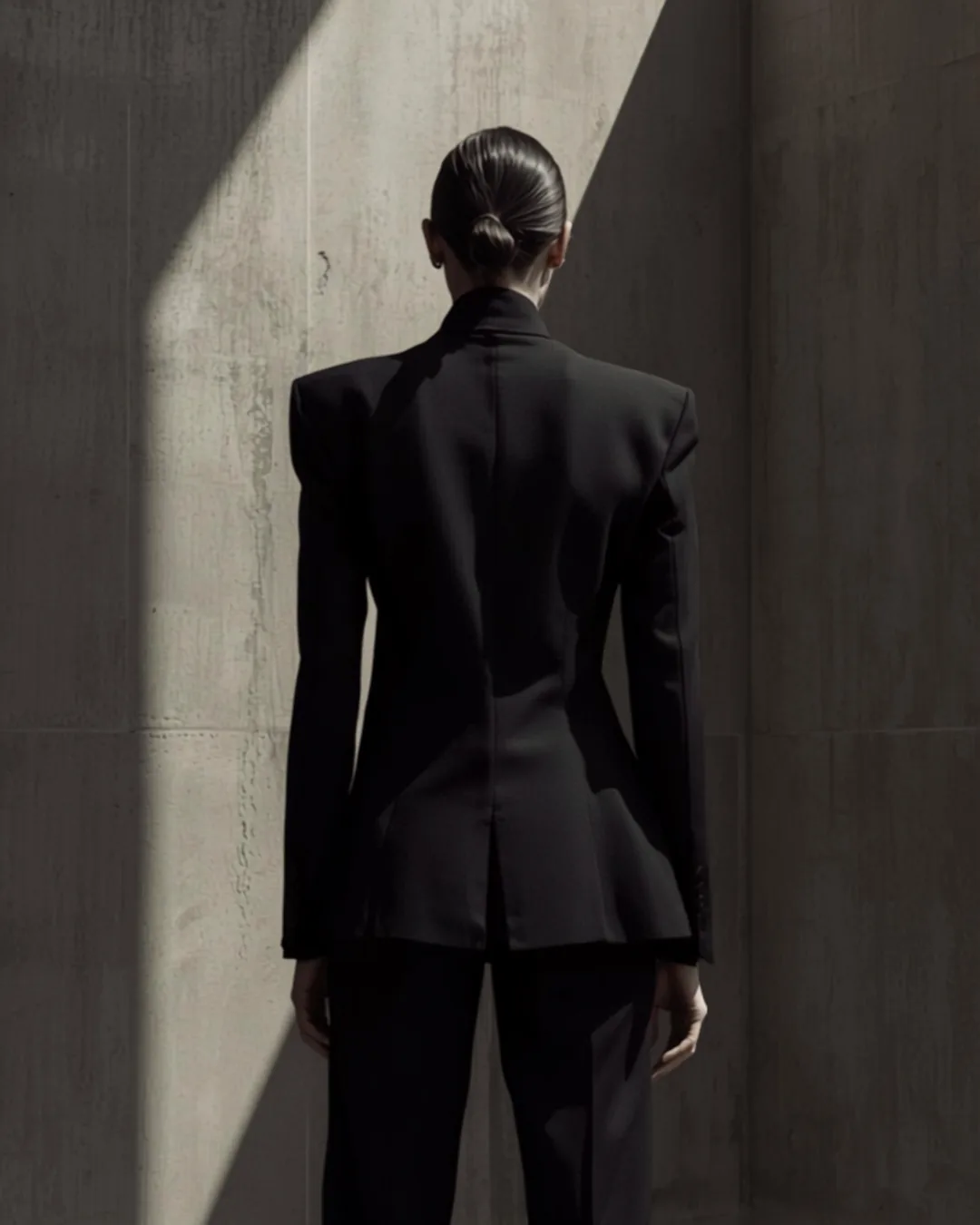 Look 01: strukturierter Mantel in Schwarz